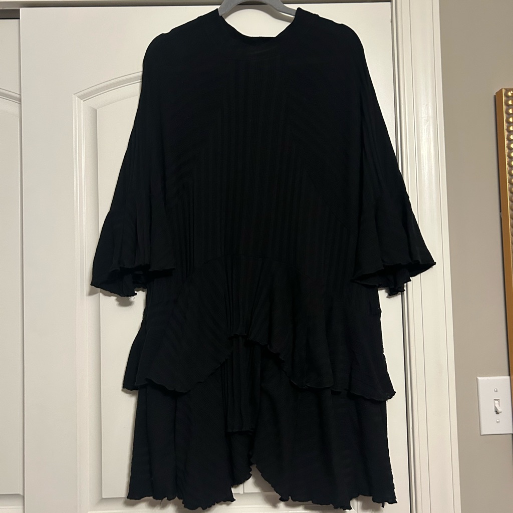 Free People Black Tiered Ruffle Tunic Dress